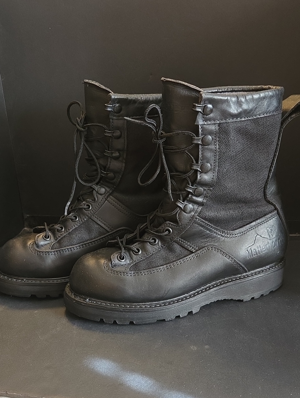 Black TacticalLeather Lace-Up Combat Boots "Matterhorn" Durable Men's Work Boots